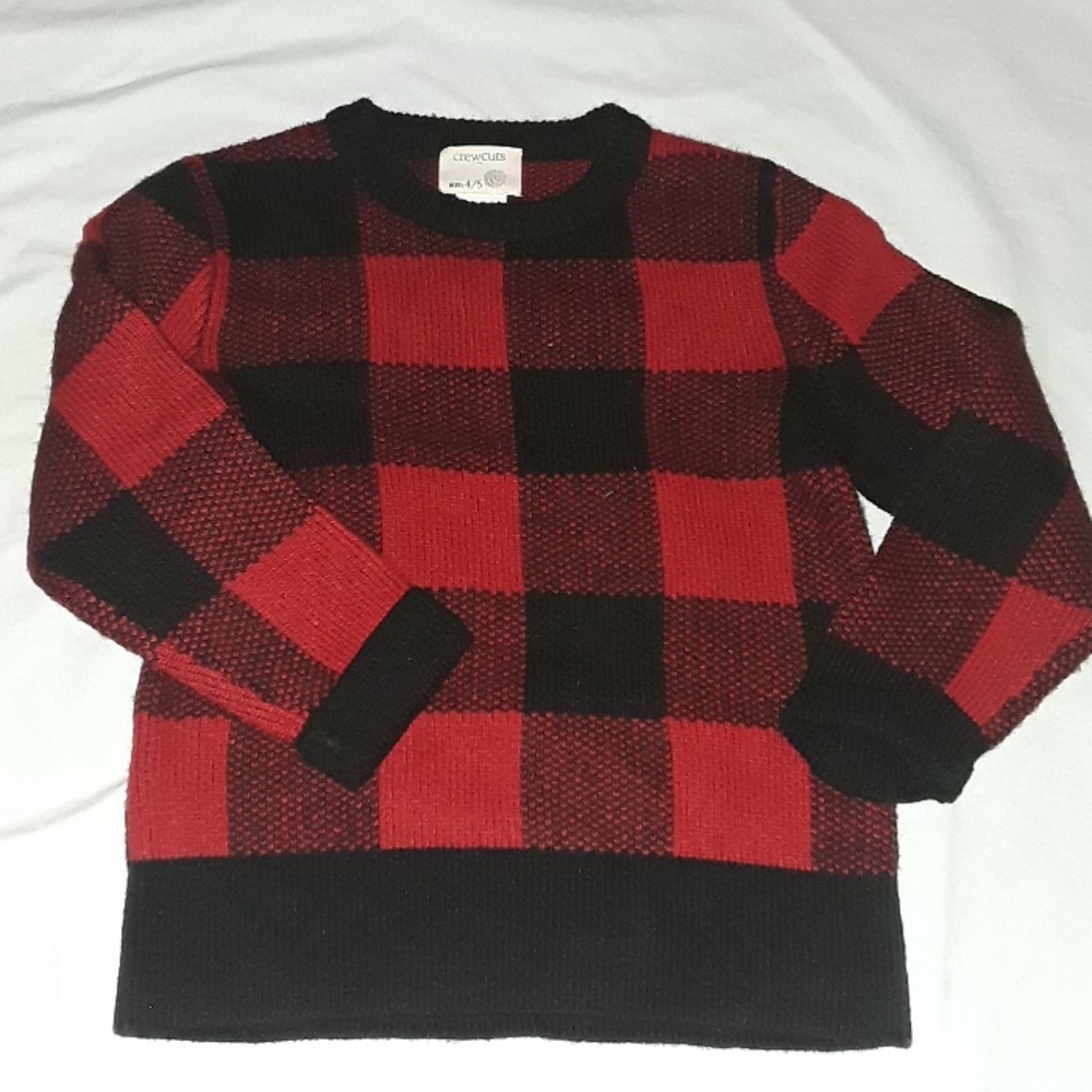 Crewcuts crewneck buffalo check sweater